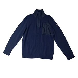 Helly Hansen Mountain Knit 1/2 Zip Men's Medium Navy Blue Wool Blend Outdoors